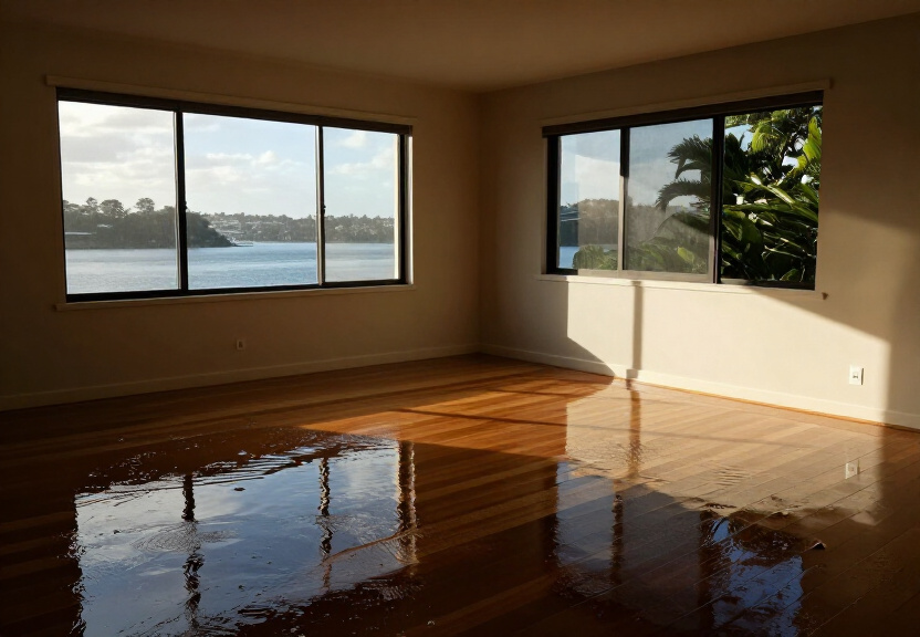 Damp subfloor with visible moisture and mould in Drummoyne home
